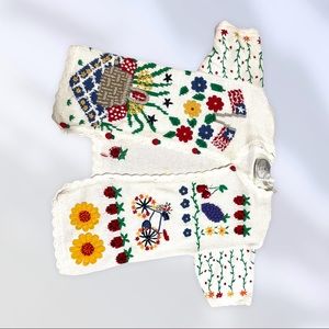 Floral knit cardigan shirt sleeve